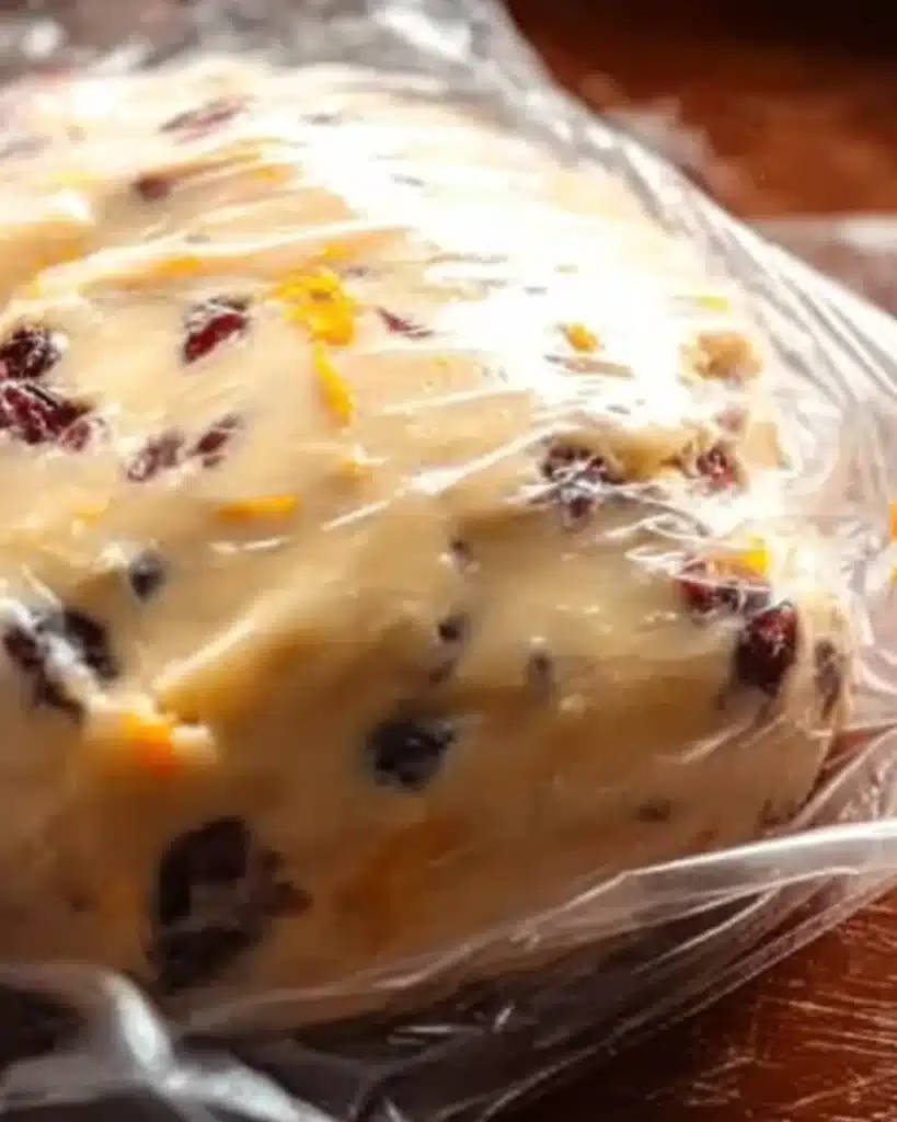 Cranberry Orange Snowball Cookies 7 Wrapped cranberry orange cookie dough before chilling