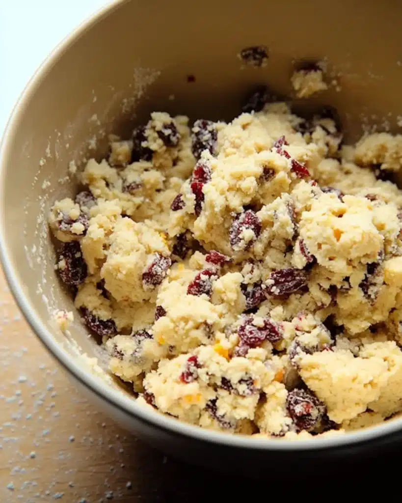 Cranberry Orange Snowball Cookies 6 Finished cranberry orange cookie dough in bowl before chilling