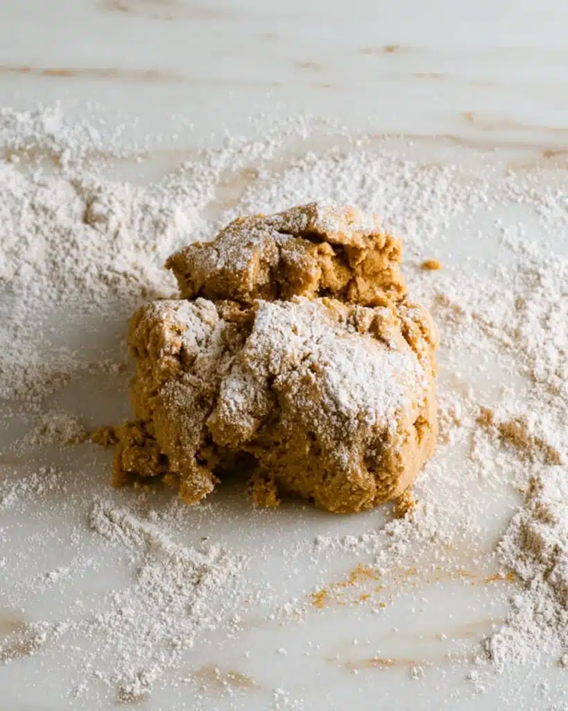 Pumpkin Scones Recipe – Perfect Fall Treat 5 Pumpkin scone dough on floured surface ready for shaping
