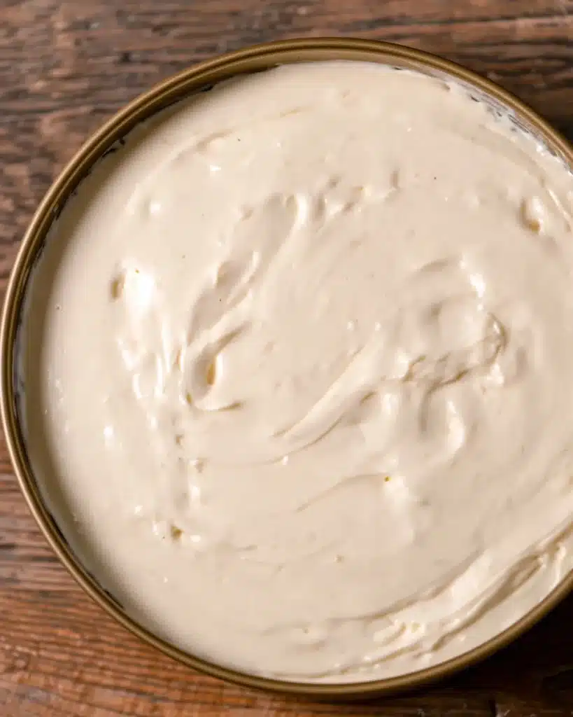 Cheesecake batter for sugar cookie cheesecake in springform pan