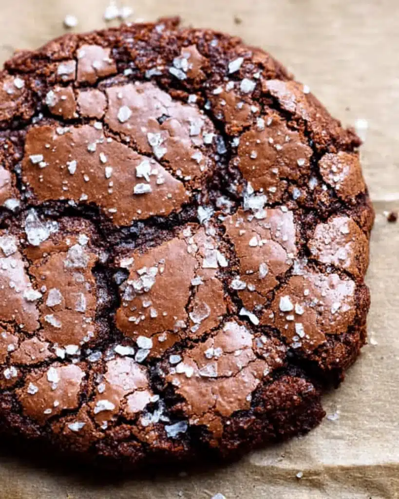 The BEST Fudgy Chewy Brookies (Christmas Recipe) 2 Fudgy chewy brookie with crackled top and sea salt flakes