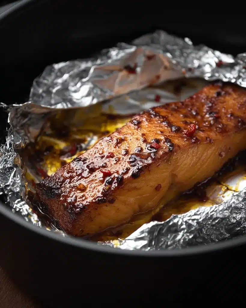 Bang Bang Salmon Recipe: Sweet, Spicy, and Ready Fast 4 Air fryer Bang Bang Salmon filet with glossy chili glaze