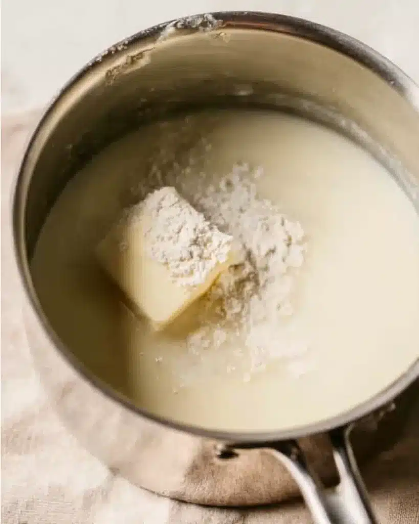 Bread Pudding with Vanilla Sauce 7 Butter, milk, and flour in saucepan for vanilla sauce