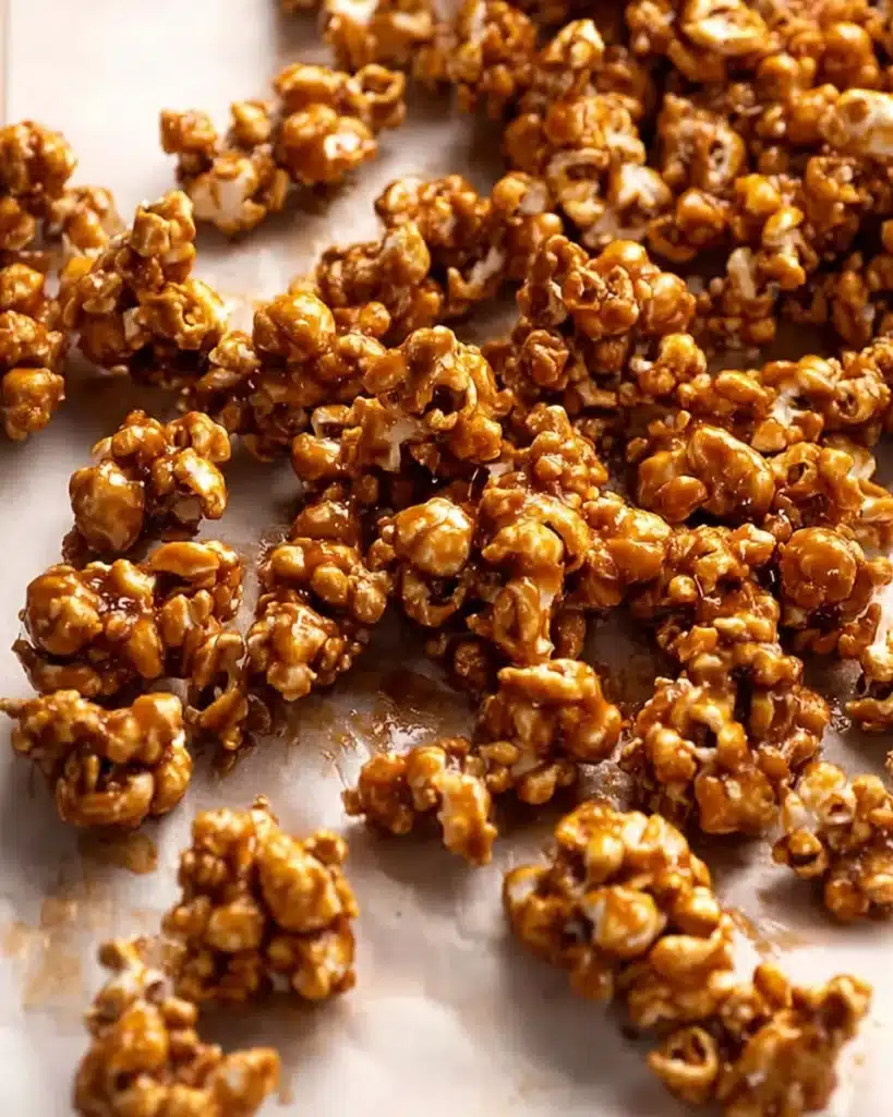 Christmas Popcorn Candy 4 Cooled caramel popcorn clusters for Christmas Popcorn Candy