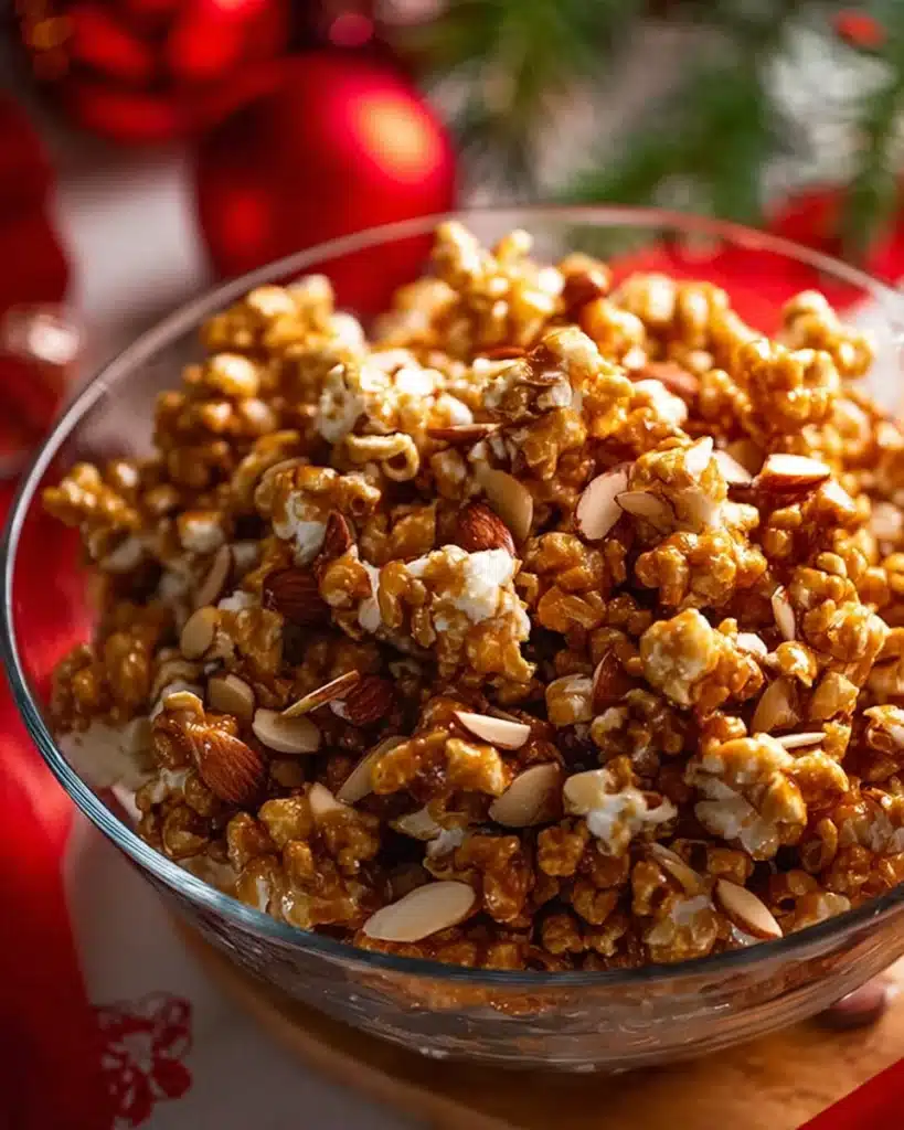 Christmas Popcorn Candy 1 Christmas Popcorn Candy with Caramel and Almonds