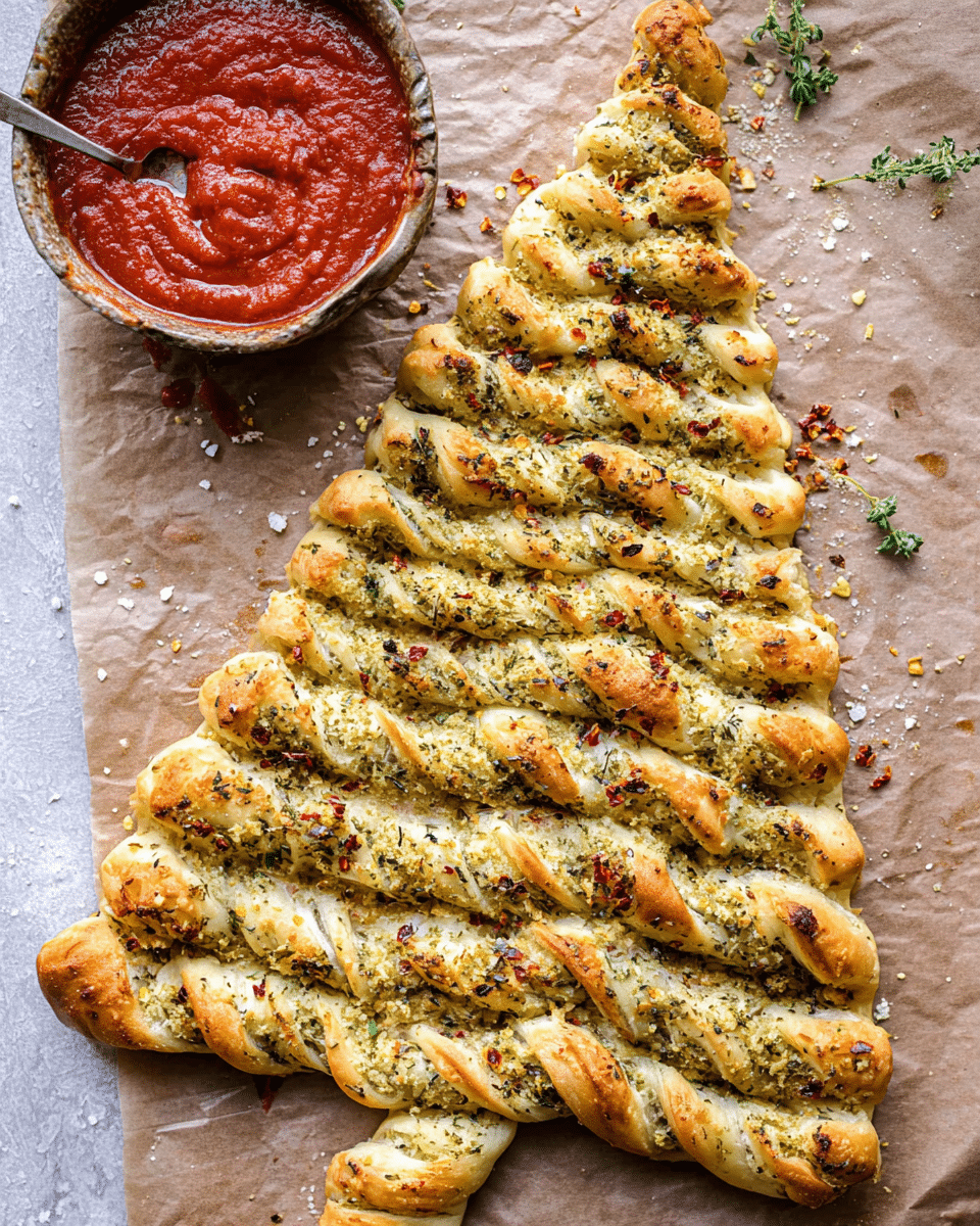 Christmas Tree Garlic Bread Recipe