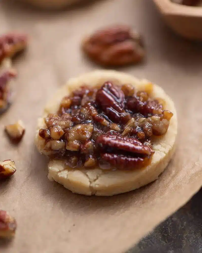 Crumbl Pecan Pie Cookie Recipe 5 Assembled Crumbl pecan pie cookie topped with glossy caramelized pecans
