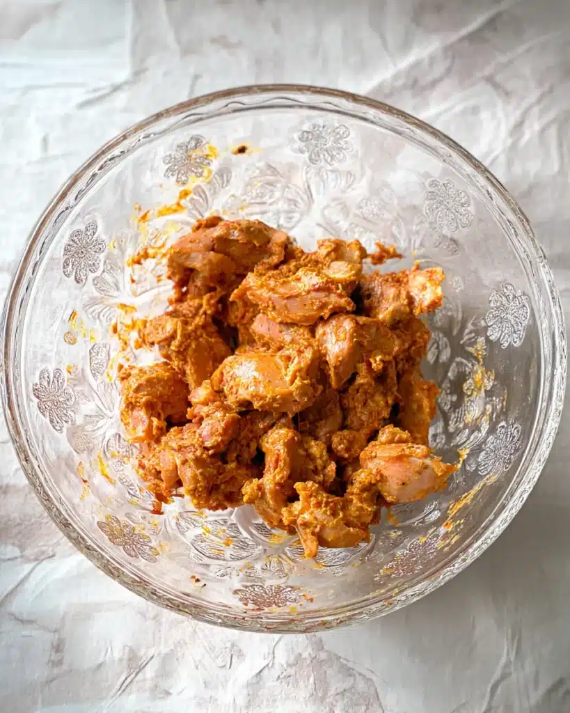 Easy Homemade Butter Chicken Recipe (Ready in 45 Minutes) 3 Marinated chicken in spices and yogurt for Easy Homemade Butter Chicken