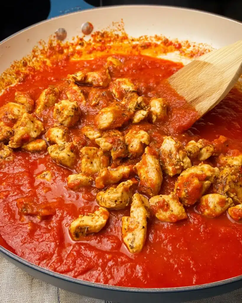 Easy Homemade Butter Chicken Recipe (Ready in 45 Minutes) 5 Cooked chicken added to tomato sauce for Easy Homemade Butter Chicken