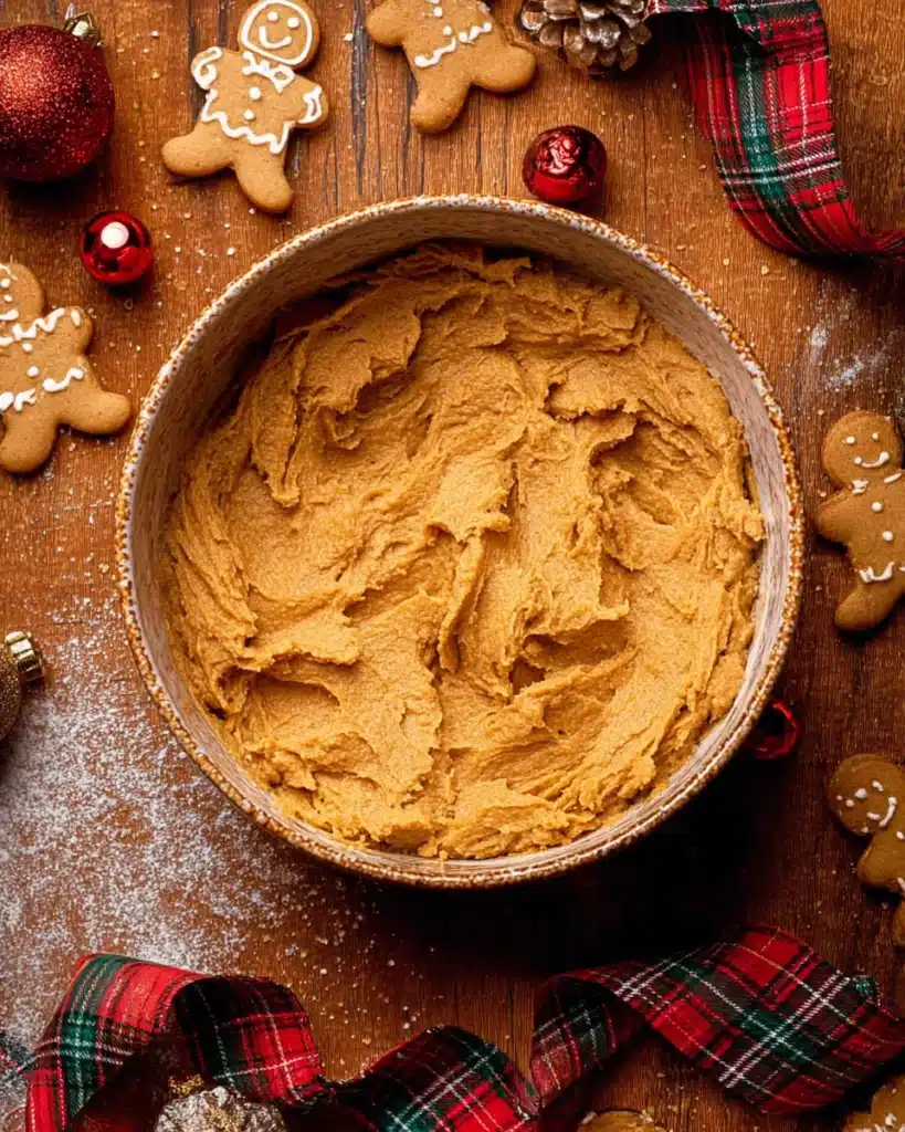 Gingerbread Cheesecake Cookies 4 Bowl of freshly mixed gingerbread cookie dough for cheesecake cookies