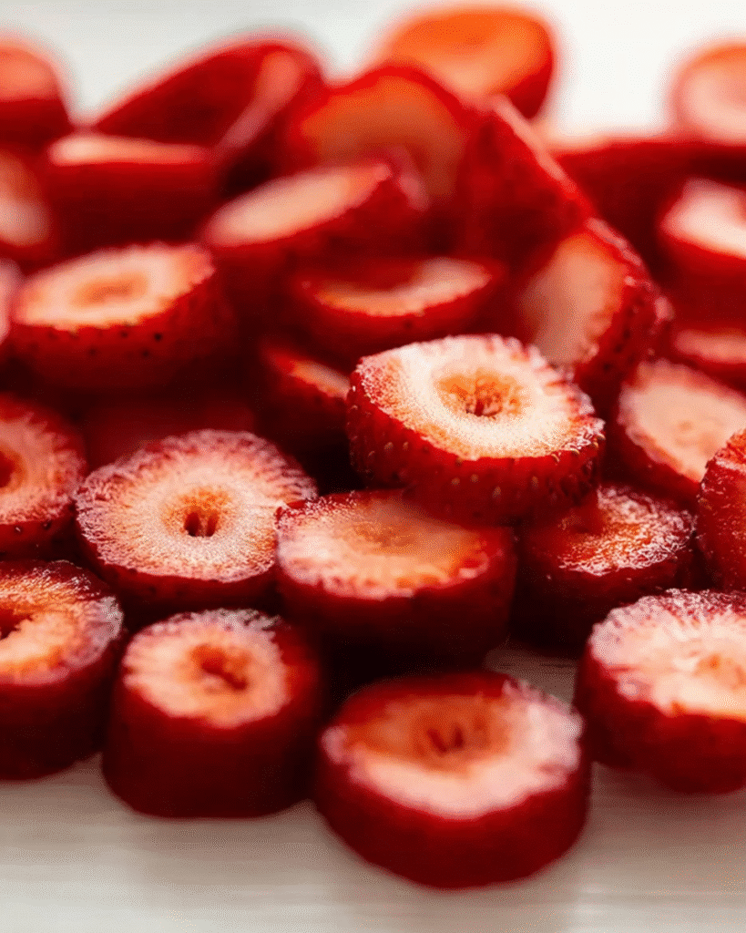 Pavlova Christmas Tree Recipe 3 Freshly sliced strawberries for Pavlova Christmas Tree layers