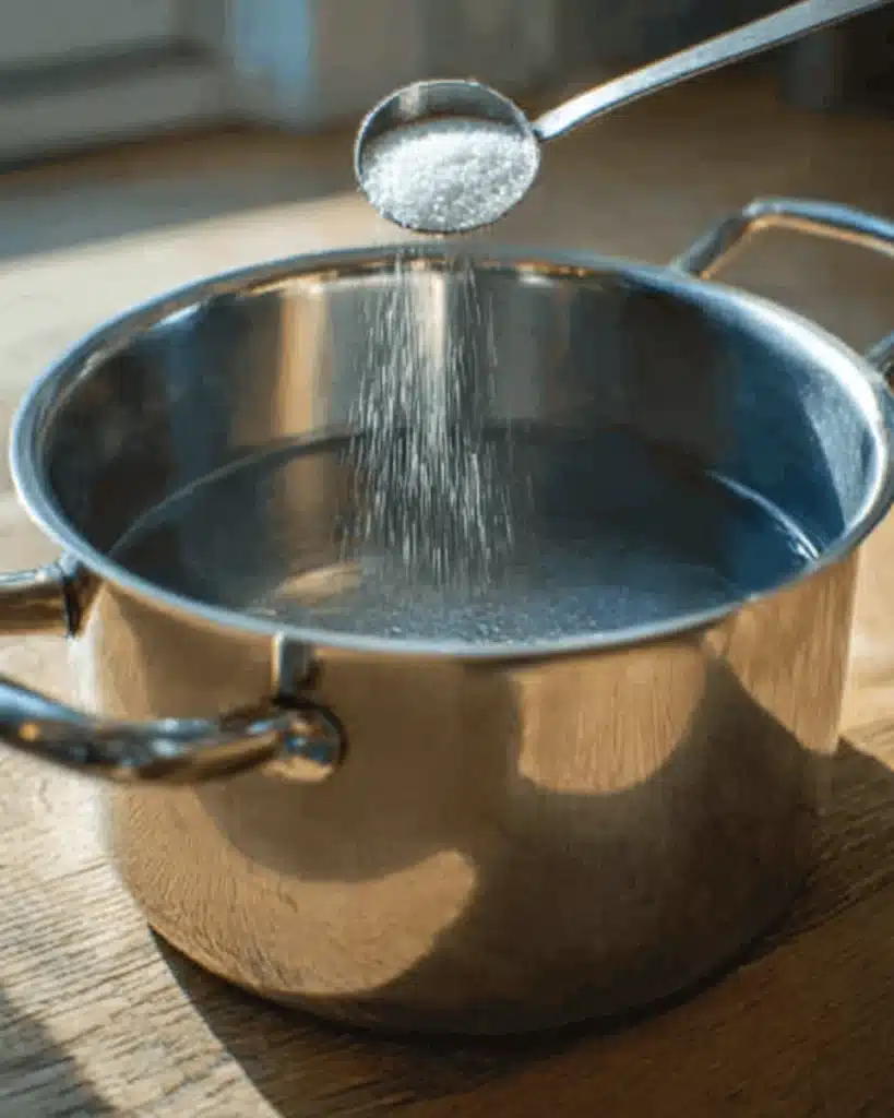 Roasted Pumpkin Seeds Recipe 4 Adding salt to boiling water for roasted pumpkin seeds recipe