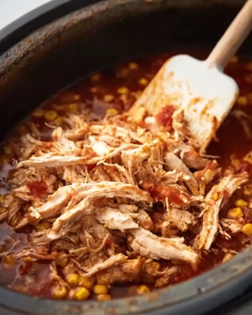 Adding shredded chicken back to slow cooker for Mexican chicken soup