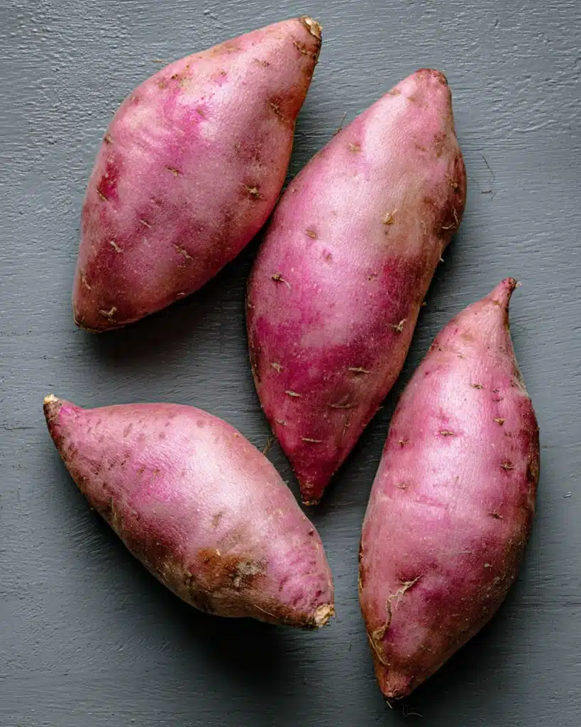 Raw sweet potatoes for Southern Maple Sweet Potato Casserole
