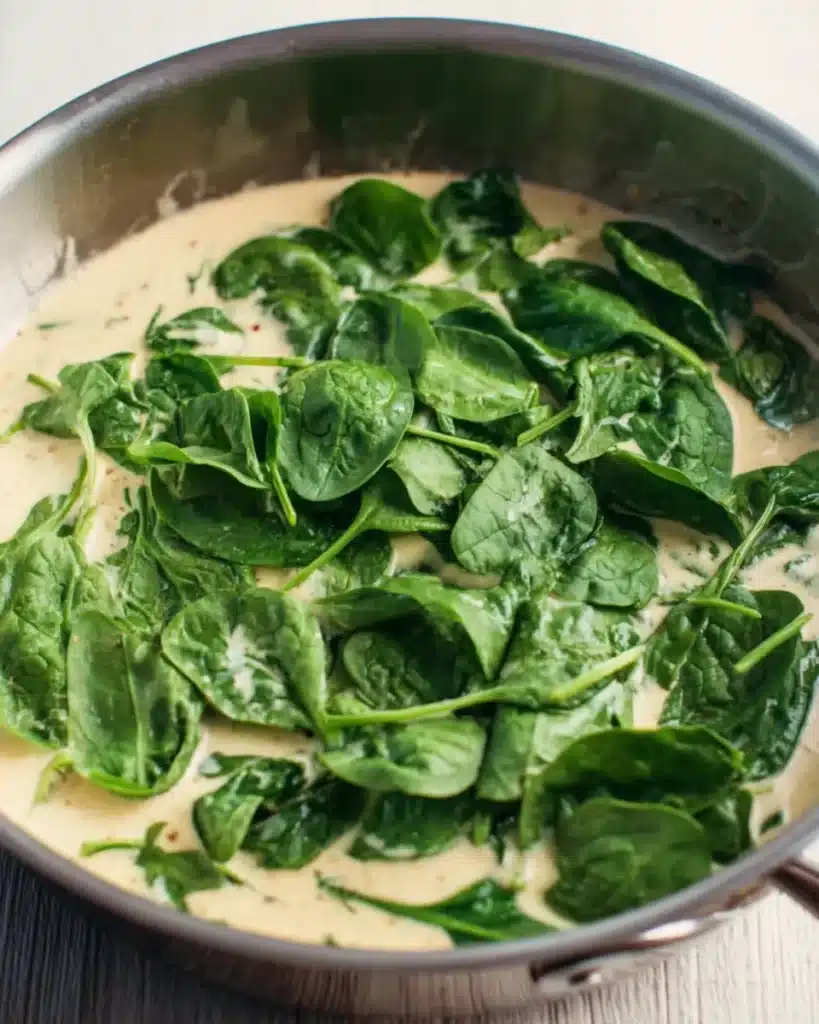 Tuscan Mac and Cheese (Thanksgiving Recipe) 5 Fresh spinach added to creamy Tuscan mac and cheese sauce