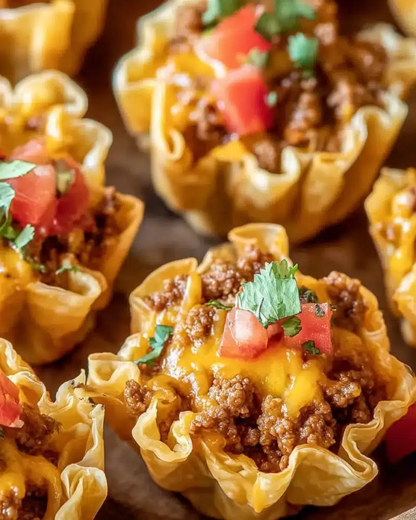 Taco Ranch Bites Recipe – The Ultimate Party-Perfect Lunch Snack 2 Close-up of cheesy taco ranch bites with beef and tomato filling