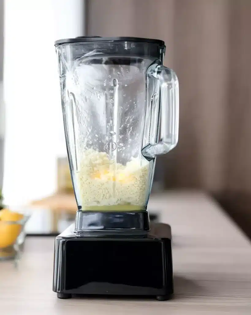 Avgolemono Soup (Greek Lemon Chicken & Rice Soup) 4 Eggs, lemon juice, and rice in a blender for Avgolemono Soup