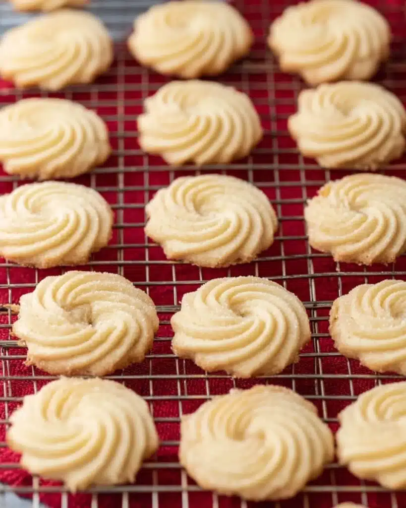 Butter Cookies 2 Freshly baked butter cookies cooling on a metal rack