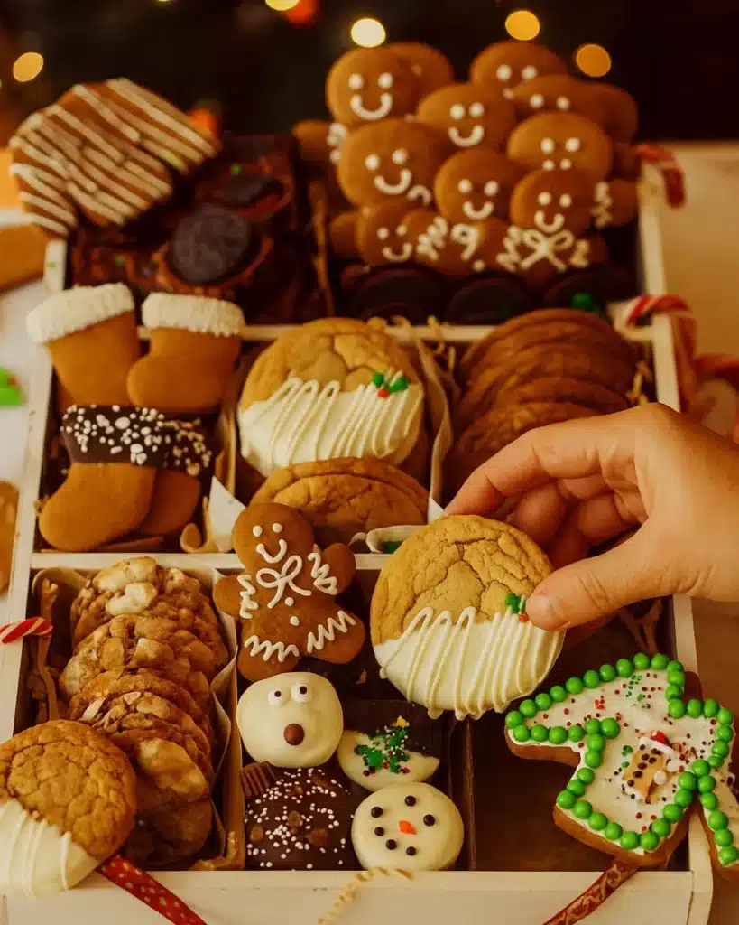 Chewy Maple Cinnamon Cookies with White Chocolate Drizzle (Christmas Favorite) 5 Christmas cookie gift box with maple cinnamon, gingerbread, and holiday treats