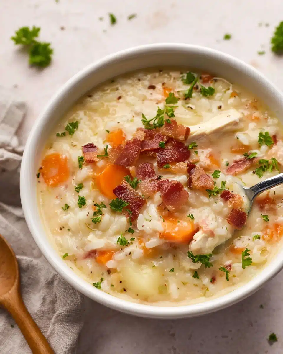 Chicken Bacon Rice Soup (Creamy, Hearty & Easy Recipe)