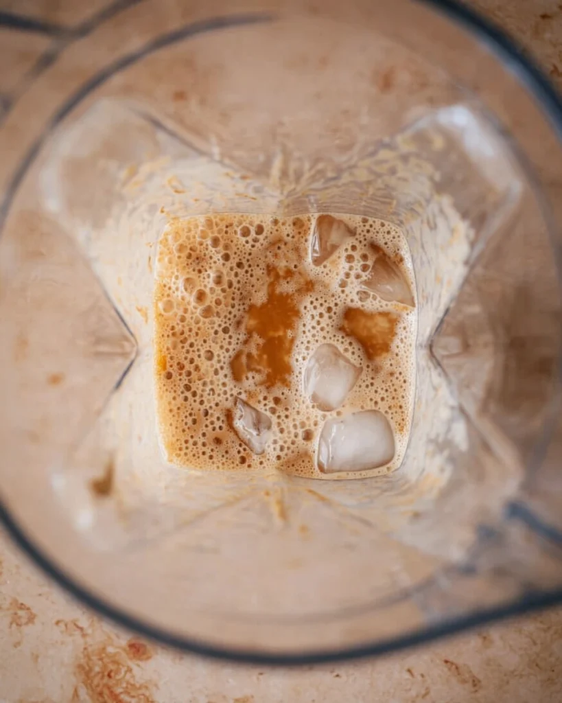 McDonald’s Caramel Frappe (Easy Copycat Recipe) 2 Blender mixing coffee, milk, caramel, and ice for McDonald’s Caramel Frappe