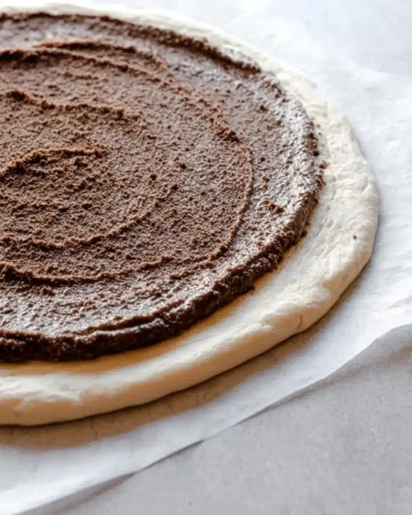 Sourdough Discard Star Bread – A Festive Christmas Showstopper 4 Sourdough discard star bread dough layered with cinnamon filling on parchment paper