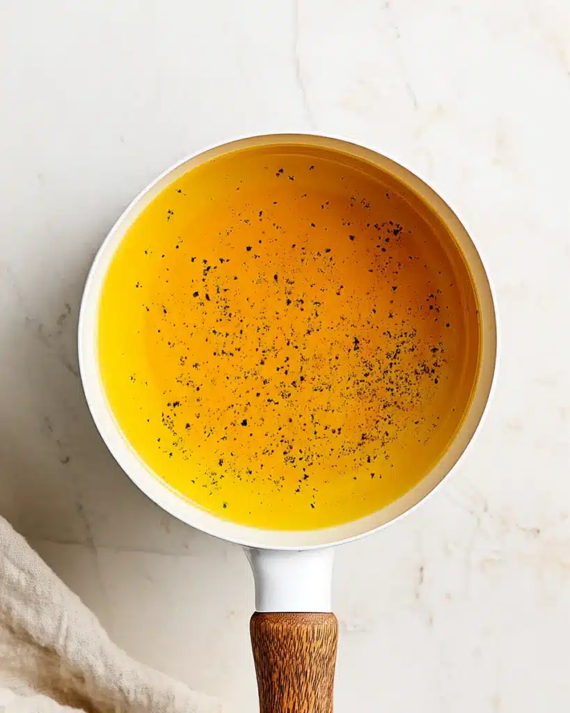 Turmeric Tea Recipe (Easy, Soothing & Detoxifying) 2 Turmeric tea simmering in saucepan with black pepper