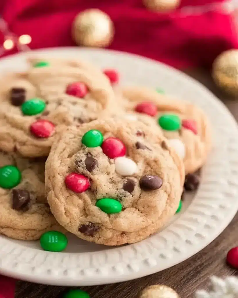 Freshly baked Christmas cookies with red and green candies from Giftable Cookie Mix in a Jar