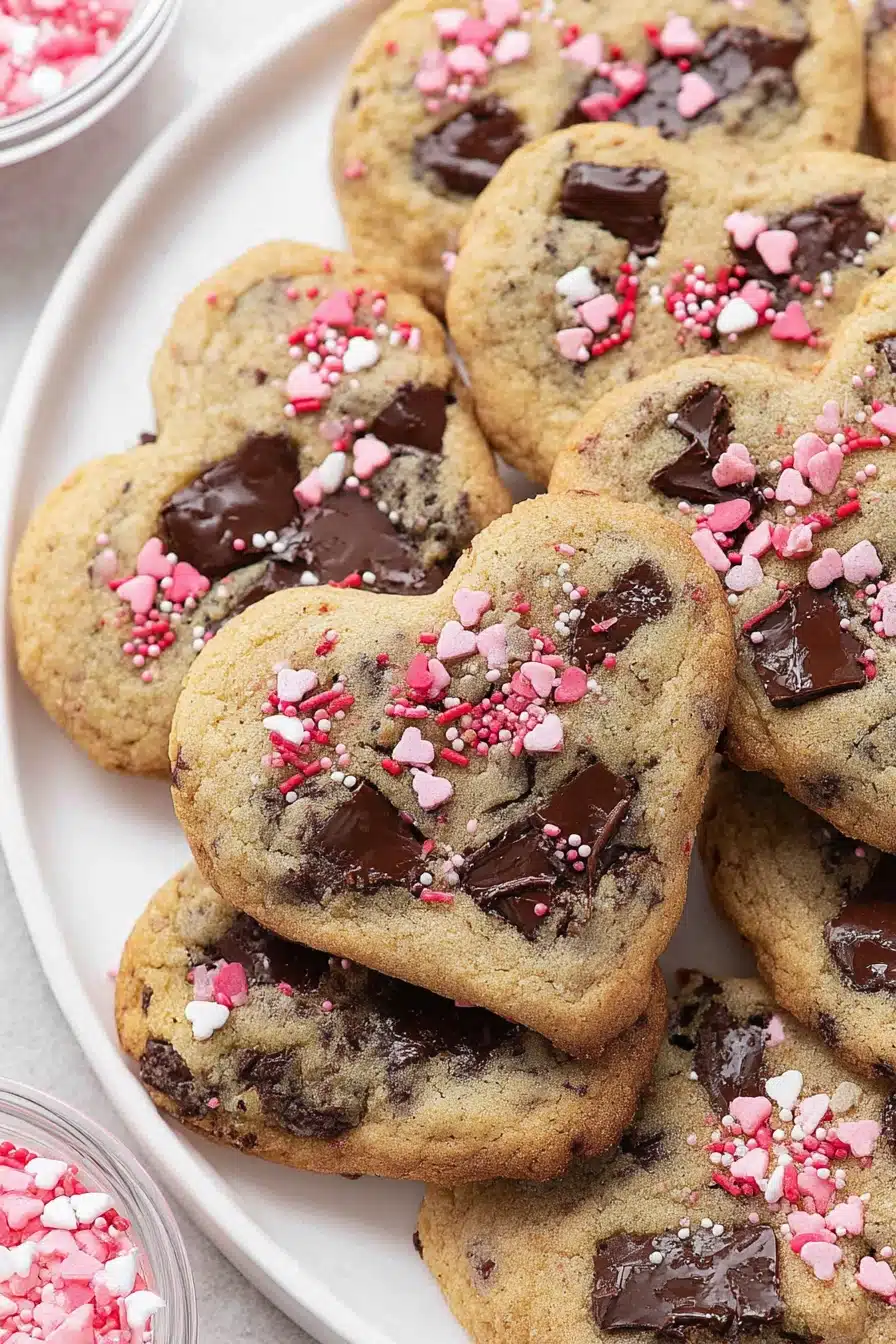 Heart Shaped Chocolate Chip Cookies for Valentine’s Day