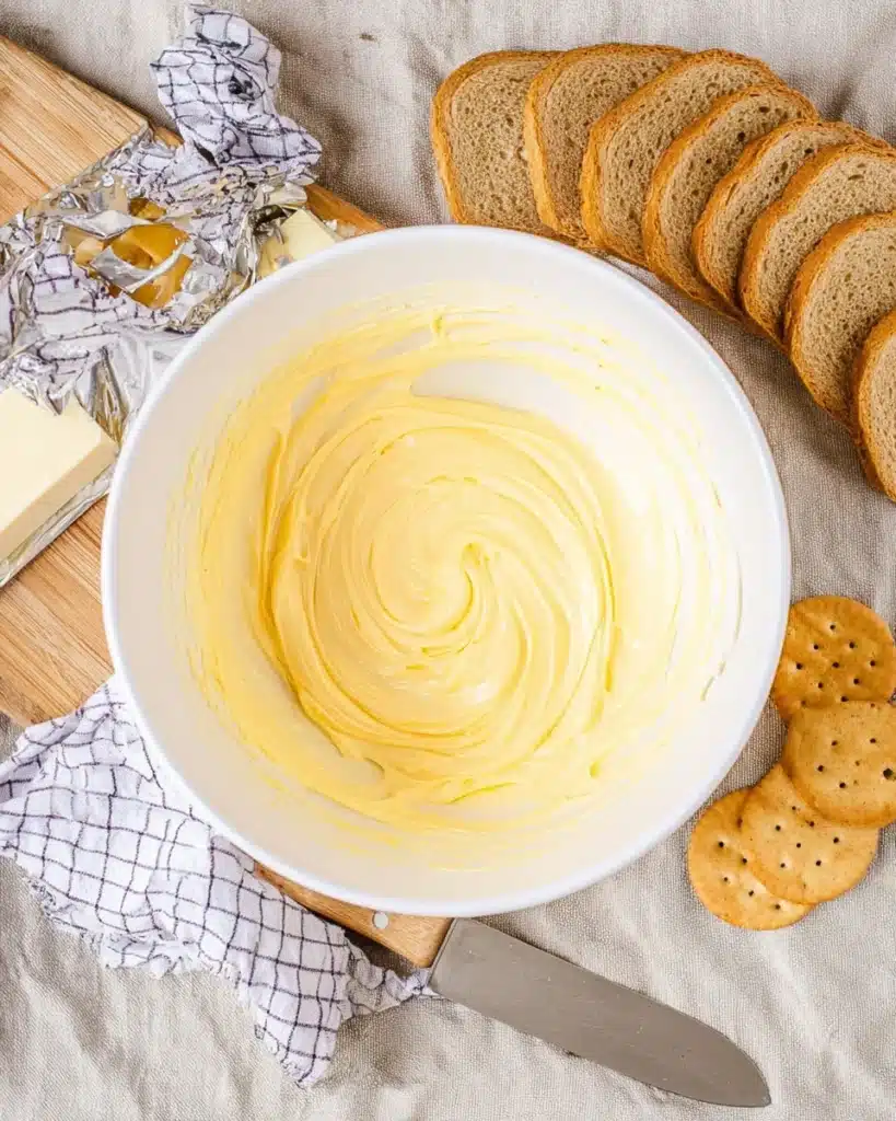 Old-Fashioned Bologna Salad 3 Creamy mayonnaise and mustard dressing for old-fashioned bologna salad in white bowl