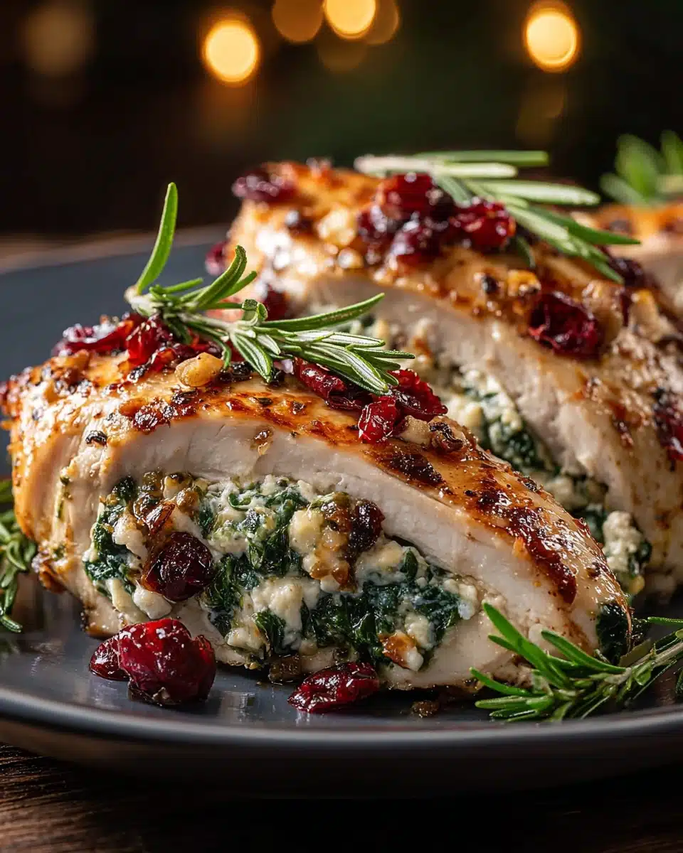 Spinach & Cranberry Stuffed Chicken – A Festive and Flavorful Holiday Main Dish