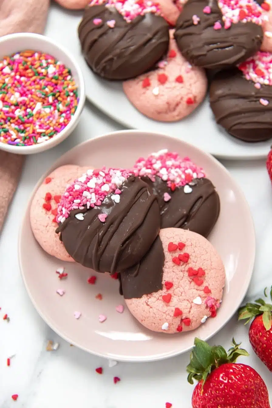 Chocolate Covered Strawberry Cookies (Easy Valentine’s Day Recipe)