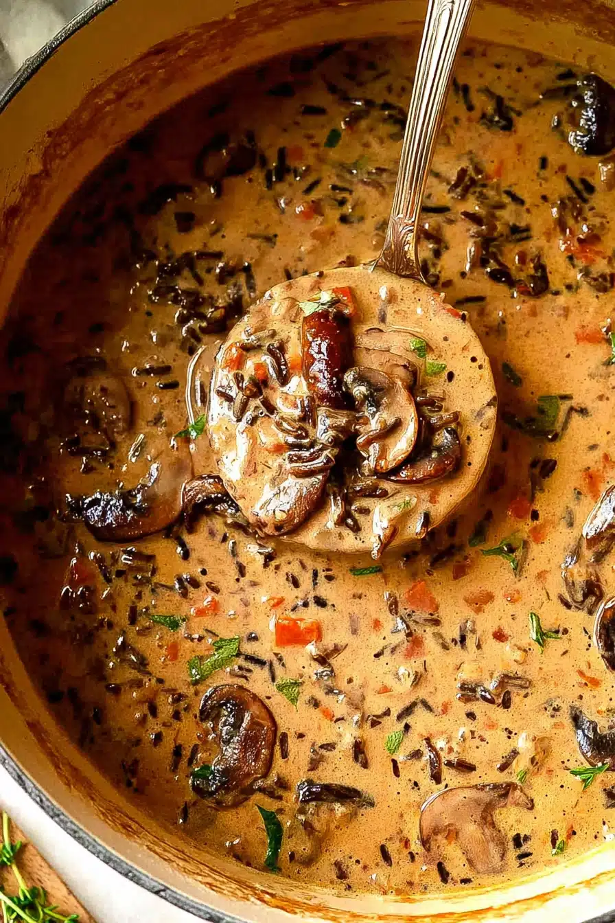 Creamy Wild Rice and Mushroom Soup That’s Rich, Cozy, and Packed With Deep Savory Flavor