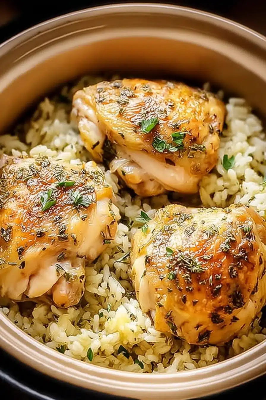 Slow Cooker Lemon Herb Chicken and Rice