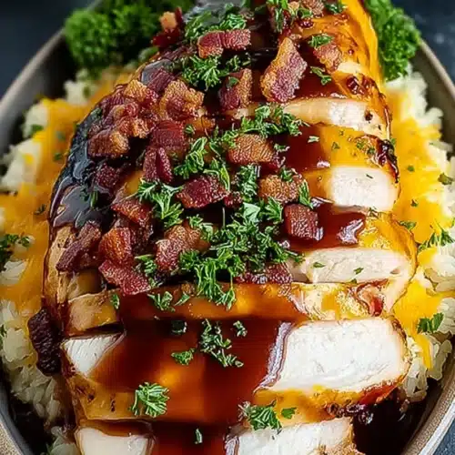 Cowboy BBQ Bacon Cheddar Chicken 3 Cowboy BBQ bacon cheddar chicken with melted cheese and crispy bacon