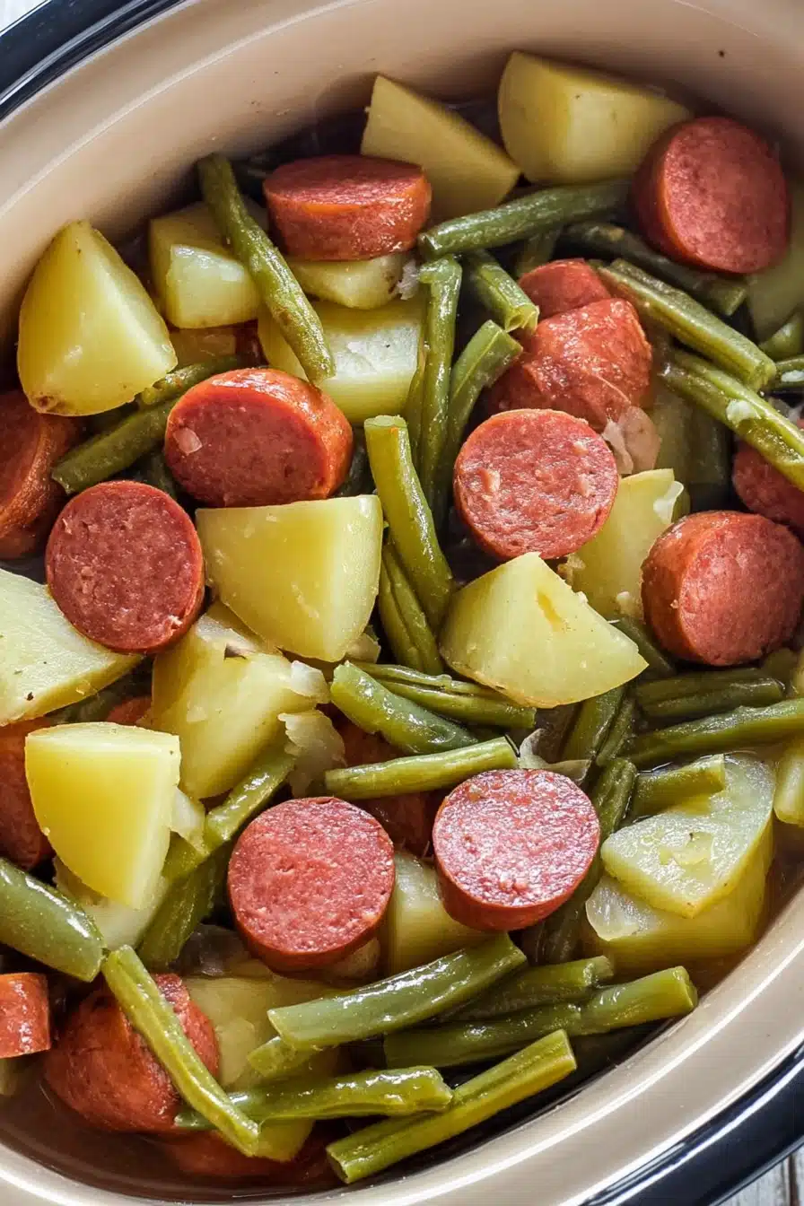 Crockpot Kielbasa and Green Beans