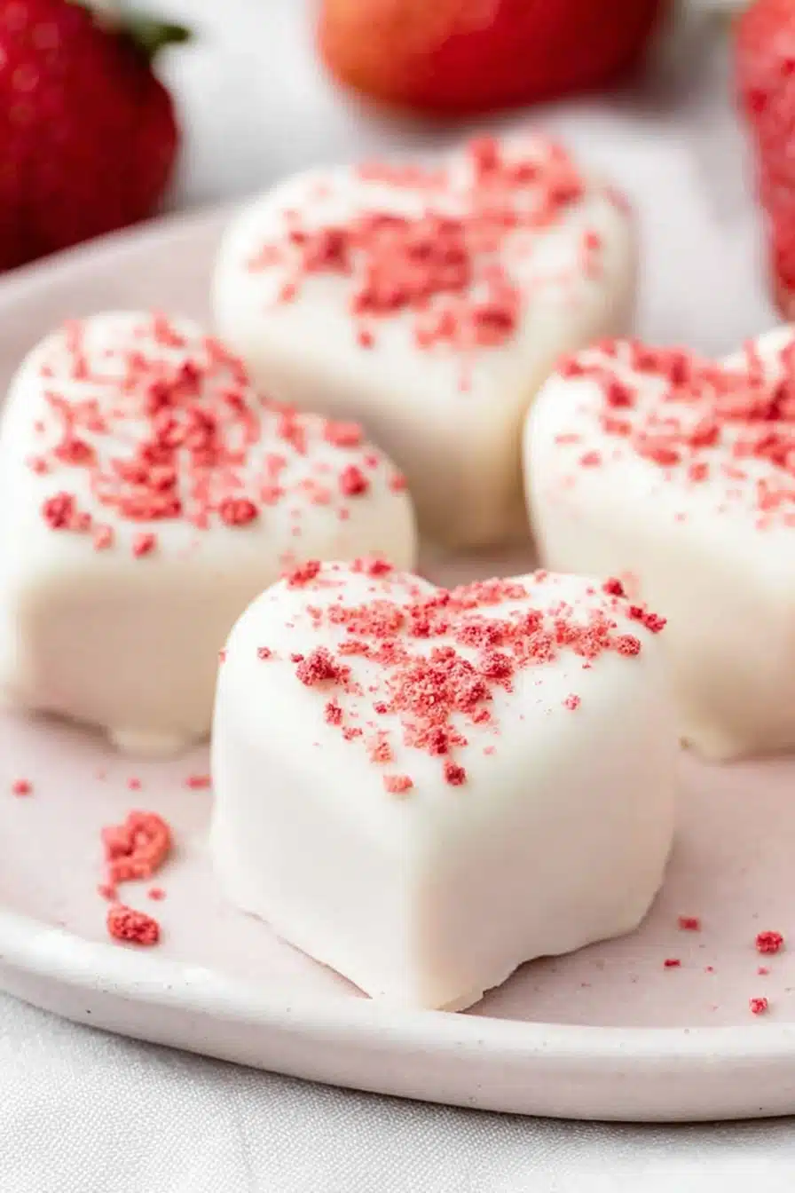 Strawberries and Cream Truffle Hearts