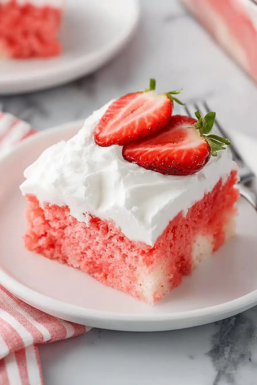 Strawberry Jello Poke Cake | Easy, Moist, and Refreshing Dessert