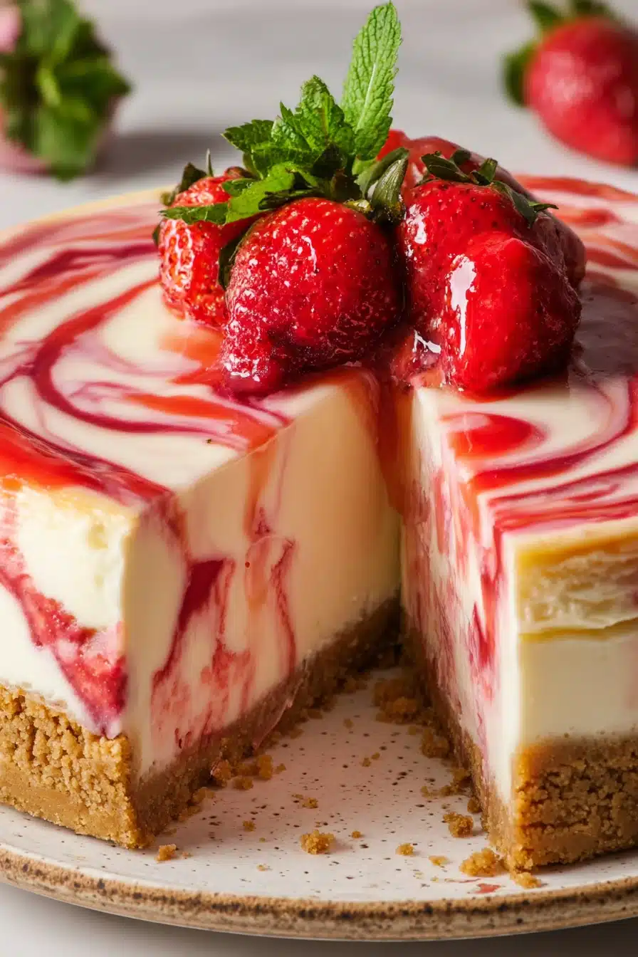 Strawberry Swirl Cheesecake: A Simple and Stunning Dessert