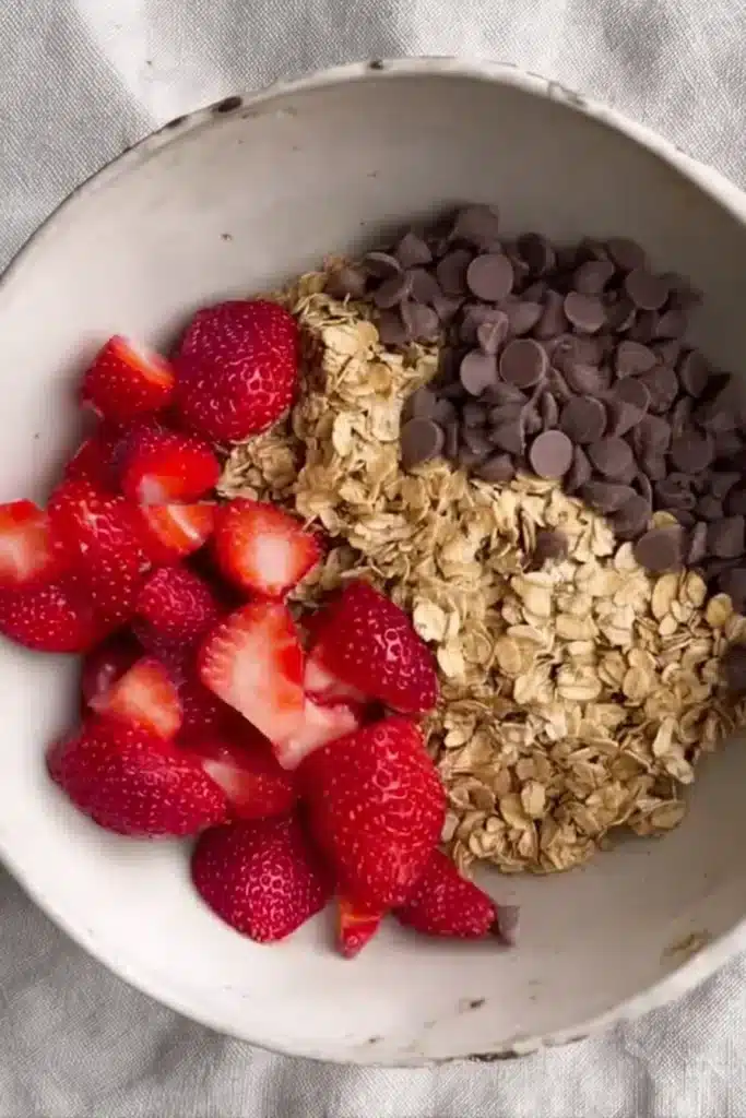 Best Strawberry Cookies 2 Best Strawberry Cookies ingredients with oats strawberries and chocolate chips