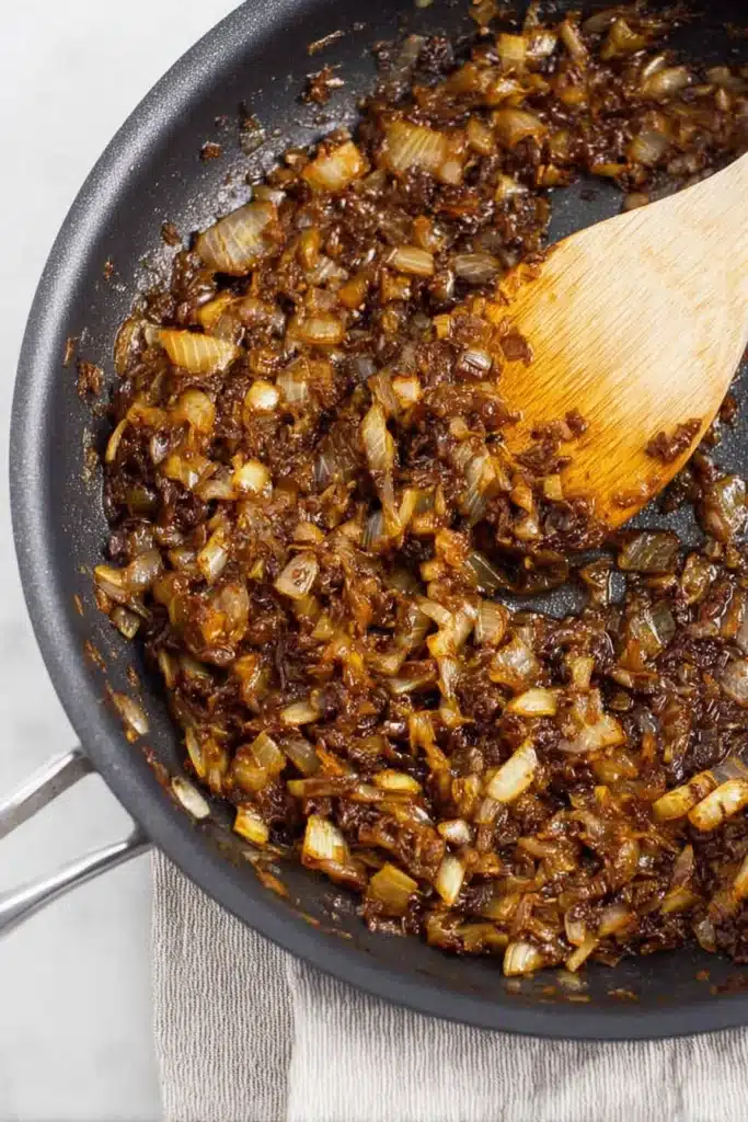 butter chicken slow cooker aromatics sautéed onions and spices in pan
