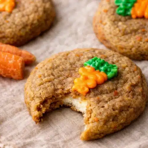 Carrot Cake Cookies That Are Soft, Creamy, and Perfect for Easter 5 Carrot cake cookies with cheesecake filling and carrot frosting decoration