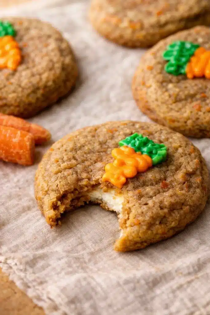 Carrot Cake Cookies That Are Soft, Creamy, and Perfect for Easter 1 Carrot cake cookies with cheesecake filling and carrot frosting decoration
