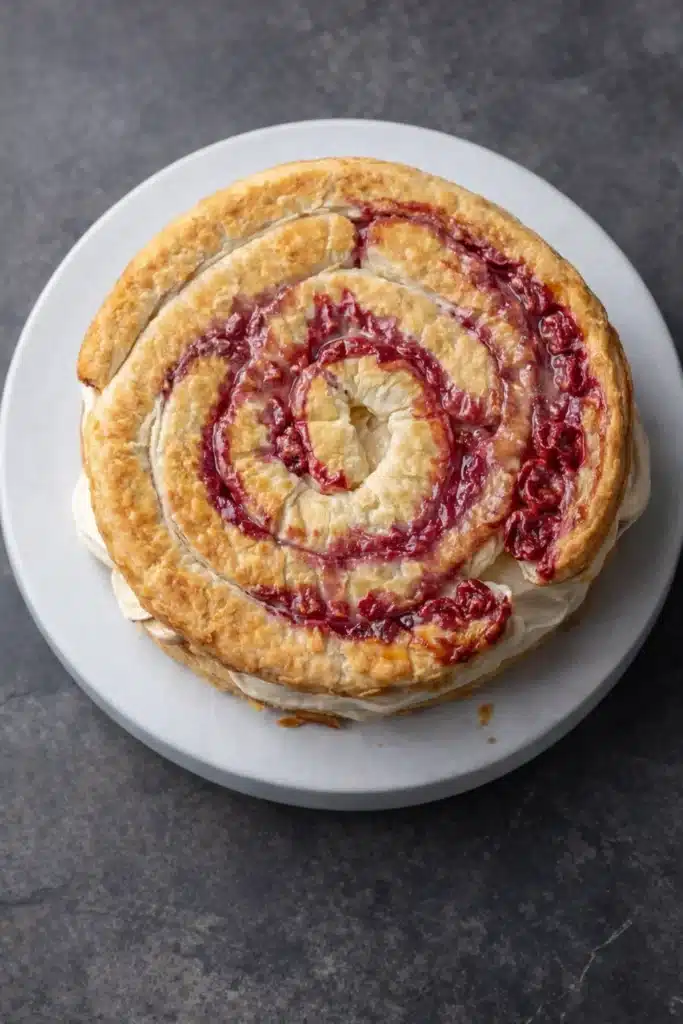 Cherry Cake puff pastry spiral with baked sour cherry filling
