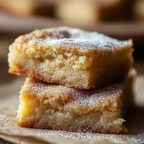 Cozy and Sweet Honey Cinnamon Dessert 4 Cozy honey cinnamon blondies with powdered sugar, soft chewy texture and golden edges