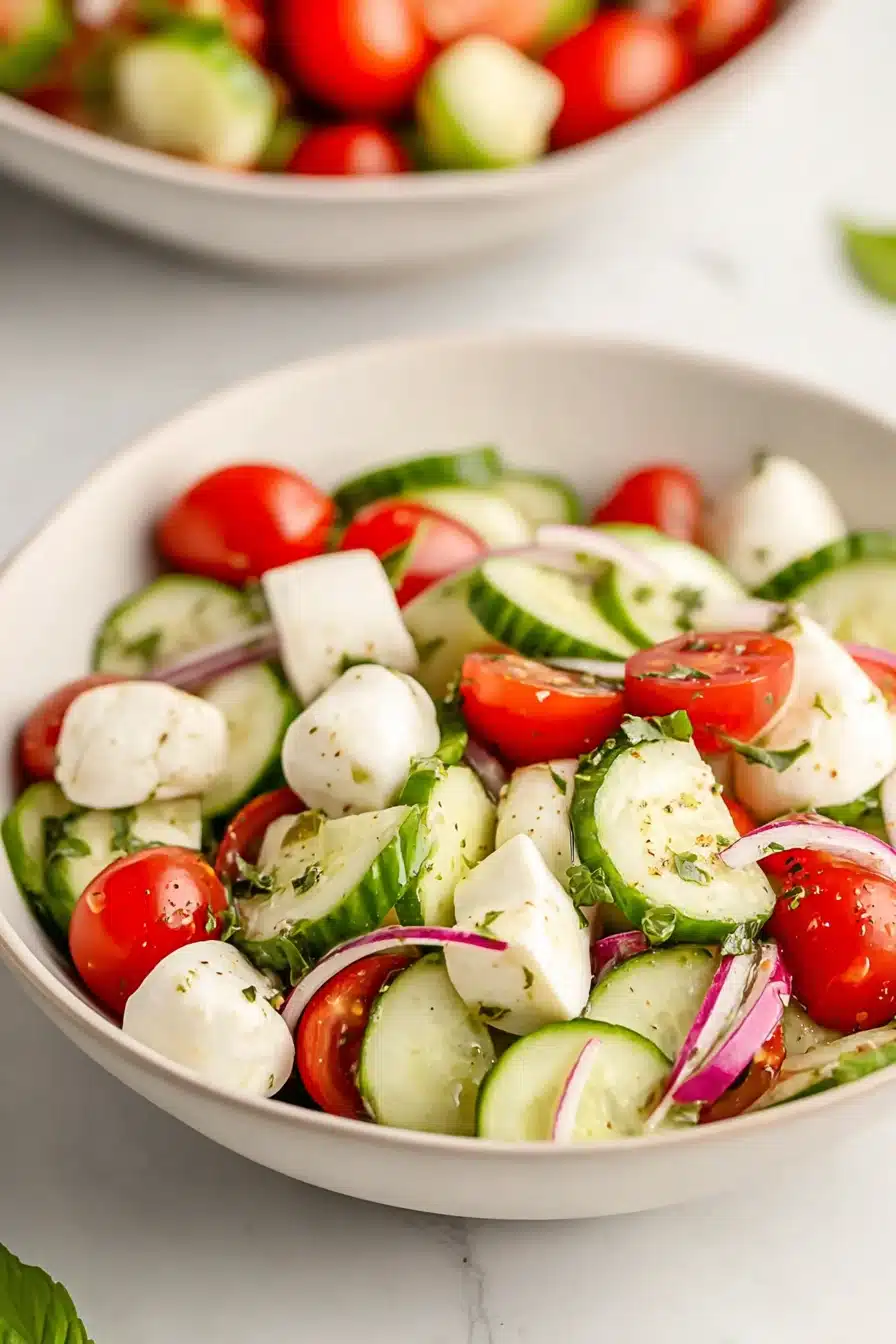 Fresh Cucumber Caprese Salad Easy Healthy Lunch Recipe