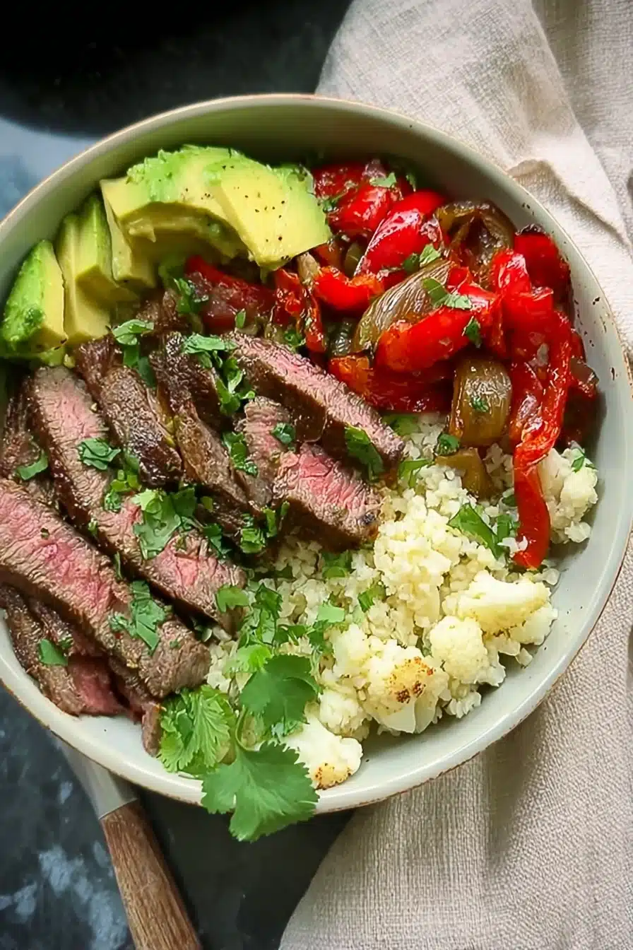 High Protein Steak Fajita Bowl Recipe for Healthy Meals