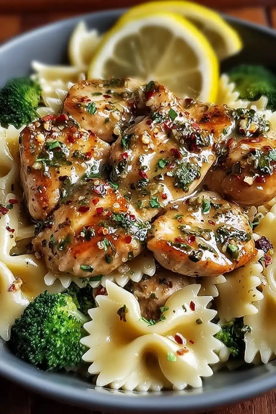 Lemon Bowtie Chicken with Broccoli