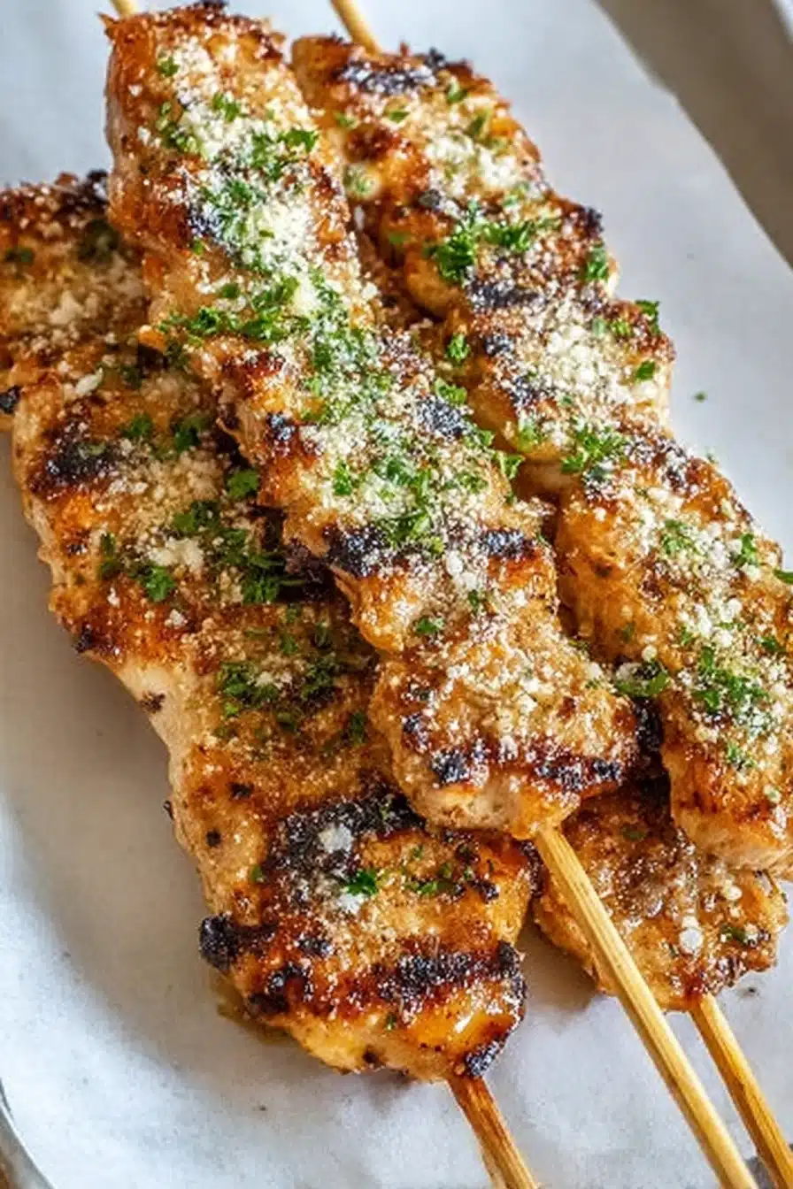 Ranch Garlic Parmesan Chicken Skewers