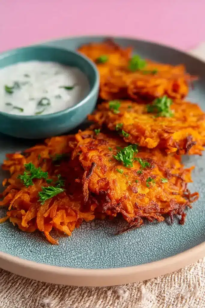 Savory Sweet Potato Hash Browns Recipe Crispy and Easy 2 Savory Sweet Potato Hash Browns served crispy with creamy dipping sauce